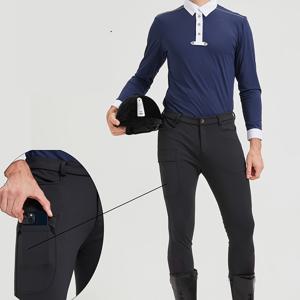 TEMU 전문가용 남성용 승마 바지 풀 실리콘 미끄럼 방지 승마 스포츠 바지 탄성 속건 승마 바지 멀티 포켓 사이클링 바지 (벨트 미포함)