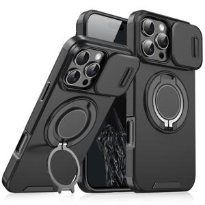 TEMU 휴대폰 케이스 - 링케 시리즈는 아이폰 17, 16, 15, 14, 13, 12, 11 Pro Max 및 14, 16 Plus 시리즈에 적합하며, 강력한 충격 방지 360° 회전 메탈 다기능 스탠드 보호 휴대폰 케이스가 특징입니다.