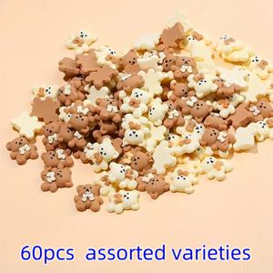 TEMU 세련된 멀티컬러 곰돌이 장식 60/25개입, 주얼리 제작, 폰 케이스, 헤어 클립 및 주얼리 디자인에 적합 - 창의적이고 예술적인 프로젝트에 완벽! 비즈 모음.