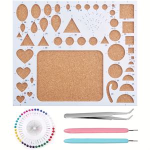 TEMU [종이 퀼링 템플릿 보드 퀼링 몰드 1세트] 퀼링 슬롯 도구 2개, 진주 머리 핀 40개, 종이 공예용 편리한 핀셋이 포함된 종이 공예 롤링 도구 세트