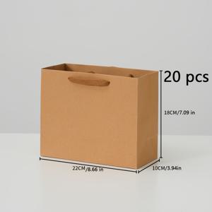 TEMU 고급 두꺼운 크라프트 종이 봉투 20개입, 핸드백, 쇼핑백, 포장 봉투, 선물 가방, 대형 및 소형 의류 크라프트 종이 원색 선물 가방 (발렌타인데이, 부활절, 라마단, 휴일 행사에 적합)