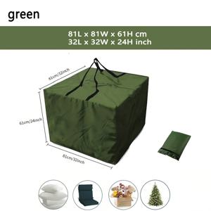 TEMU 1개 야외 패티오 쿠션 보관백, 32 x 32 x 24인치 사각형 가구 시트 쿠션 정리함, 지퍼 및 손잡이 포함, 야외 가구, 테라스 매트, 베개, 크리스마스 트리 보관에 매우 적합. 블랙, 그레이, 그린 색상 제공, 쿠션 보관백