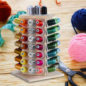 TEMU DIY 84스풀 (DIY to 93) 360° 회전 목재 실 보관대, 재봉틀, 퀼팅, 자수, 헤어 브레이딩, 주얼리용 조절 가능한 스풀 홀더, 다기능 멀티 스탠드, 나무 정리함, 재봉 액세서리