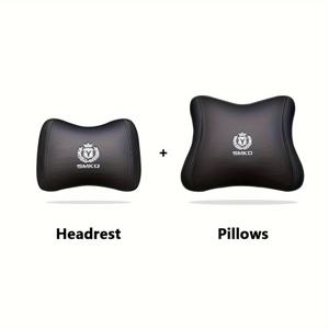 TEMU 차량용 인체공학적 쿠션 2개 세트 (헤드레스트 포함). 인조 가죽 재질, 허리 및 목 지지 기능으로 디자인되어 운전 시 편안함을 향상시키도록 설계되었습니다. (헤드레스트 및 쿠션만 포함)