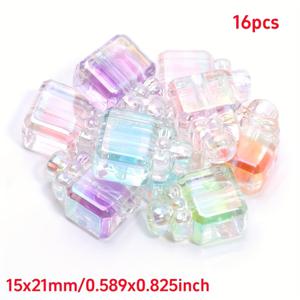 TEMU 16개 향수병 15X21mm 비드인비드 아크릴 패션 팔찌 목걸이 펜던트 장식 비즈 선물
