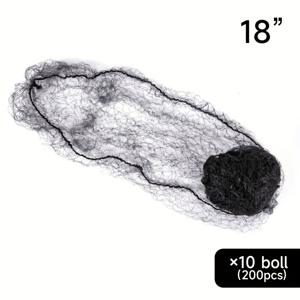 TEMU 200개입 대형 나일론 헤어넷, 투명한 부드러운 탄성 라인 헤어 네트, 헤어 익스텐션 메시 직조 캡 (20개/롤)