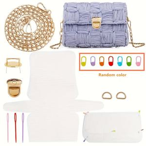 TEMU DIY 핸드백 직조 키트 - 커브 체인, 엄지락, 스트랩, 바늘, 스티치 마커가 포함된 플라스틱 캔버스 지갑 공예 세트 - SUPERDANT 직조 가방 도구 세트, 공예, 스티치, 선물, 코바늘, 성인용 공예, 재봉, 재봉용 원단, 재봉 액세서리, DIY, 코바늘, 공예 키트