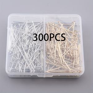 TEMU 300개입 박스 포장 납작 머리 핀, 철 재질, 30mm T자형 비드 핀, 주얼리용 납작 바닥 핀, 비드 스트링 추가, 구부릴 수 있고 절단 가능, 팔찌, 목걸이 제작용 비드 스레딩 핀, 재봉 핀