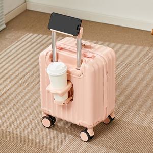 TEMU 크리스마스 선물용 , 14인치 기내용 캐리어, ABS 트롤리 케이스, 6가지 색상 옵션, 4륜 스피너 캐스터, 휴대폰 홀더, 컵홀더, 스타일리시한 , 대량 주문용 공장 도매가