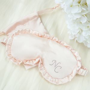 TEMU 맞춤형 이름 프릴 아이 마스크 + 보관백 2개 세트, 맞춤 모노그램 수면 마스크, 개인화 Y 소프트 새틴 아이 마스크, 웨딩 파보어, 광택 있는 모조 새틴, 귀여운 프릴 수면 마스크 세트, 여성 웨딩 파보어 선물, 신부 들러리 선물