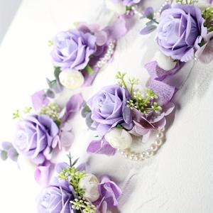 TEMU 여성용 웨딩 손목 및 가슴 코사지 6개 세트, 우아한 인조 장미와 유칼립투스 손목꽃, 신부, 신부 들러리의 결혼식, 어머니, 할머니용, 손목 코사지 장식, 프롬 파티 홈커밍 장식용 꽃