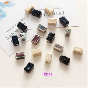 TEMU 10개 비즈 직사각형 세라믹 주얼리 추가품 전조기 변환 비즈 손뜨개질 루즈 비즈 액세서리 재료 큰 구멍 비즈