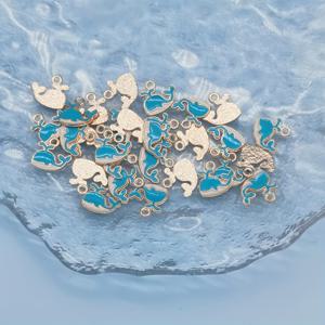 TEMU 핸드메이드 귀걸이, 팔찌, 목걸이 및 키체인 제작용 핑크, 블루, 블랙 소형 고래 참 펜던트 15개 및 30개 세트