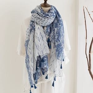 TEMU 일본 신선 문학 국수 스타일 스카프 여성용 다용도 스카프 얇은 거즈 스카프 봄 여름 햇빛 가리개 숄