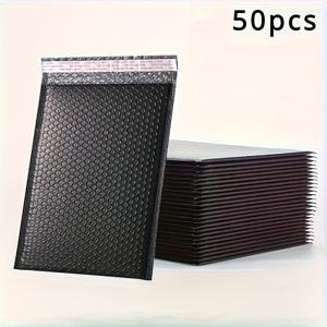 TEMU 50개 검정색 폴리 버블 봉투, 16.99 X 10.92 Cm - 소규모 비즈니스 포장 및 우편 용품을 위한 패딩 처리된 배송 봉투, 소형 버블 봉투