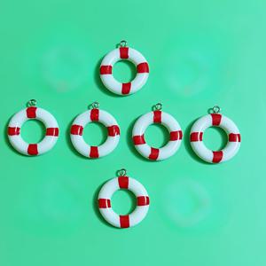 TEMU 수제 레진 레드 & 비치 컬러 수영링 참 6개 - DIY 주얼리 만들기, 키체인, 가방 액세서리 생명구명대 포함 - 목걸이, 팔찌, 창의적인 선물 아이디어용 공예 재료 - DIY 공예 & 선물용 6개 세트