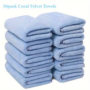 TEMU 10개 코랄 손끝 타월 세트, 초극세사 고흡수력 손끝 타월, 핸드 타월, 헤어 드라이 타월, 홈 욕실/미용실/호텔/스파 등에 적합