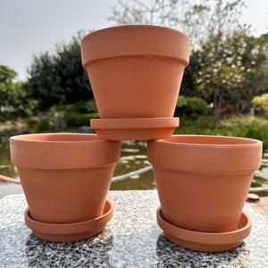 TEMU 5.9인치 테라코타 화분 (접시 포함) - 3개/세트, 배수구가 있는 점토 화분, 식물, 공예, 웨딩 답례품, 원예 선물, 홈 데코에 적합