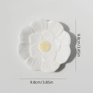 TEMU 1개 세라믹 노란 꽃 꽃받침 플레이트 접시 북유럽 스타일 주얼리 트레이 귀걸이 스터드 반지 목걸이 주얼리 트레이 홈 트레이 보라색 꽃받침, 주얼리 트레이