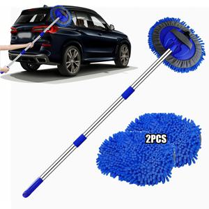 TEMU 47.5인치 마이크로화이버 자동차 세차 브러시 모프 세트, 셔닐 마이크로화이버 스펀지 더스터 무페인트 손상 무스크래치, 긴 손잡이 키트 2in 1 자동차, 트럭, SUV, RV, 트레일러, 보트 청소용