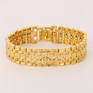 TEMU 새로운 패션 18K 금도금 18K 금도금 - 도금 남성용 팔찌, 시계 체인, 패션 순수 구리 팔찌