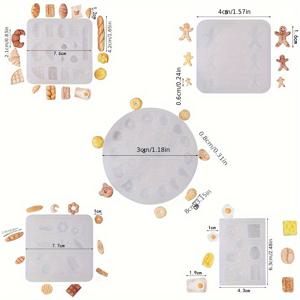TEMU 5개 미니 리얼 아침 식사 레진 캐스팅 몰드, 가정용 테이블 장식 분위기를 위한 45가지 아침 식사 장식을 제작 가능, 휴일 선물 및 수제 공예에 적합