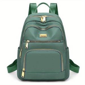 TEMU 여성용 대용량 백팩 - 헤비듀티 나일론, 여행, 업무용 가방, 전면 지퍼 포켓, 골드 톤 하드웨어 - 레드, 블루, 블랙, 그린, 베이지 색상 선택 가능 - 대학, 출퇴근, 비즈니스 & 일상용, 핸드백, 세련된 디자인, 조절 가능