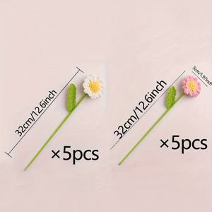 TEMU 5개/10개 수제 데이지 코바늘 꽃 부케, 방 장식용, 다용도 홈 차량 사무실 장식, 매력적인 개인 스타일, 시즌 장식 발렌타인데이, 선생님 날, 어버이날, 추수감사절, 결혼식