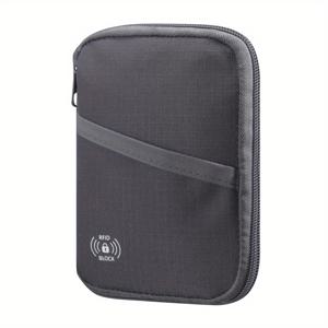 TEMU 여권 파우치, RFID 차단 기능 여행용 지갑 - 남녀공용 서류 정리 케이스 - 여권, 카드, 티켓, 신분증, 현금 수납 - 컴팩트한 지퍼형 지갑