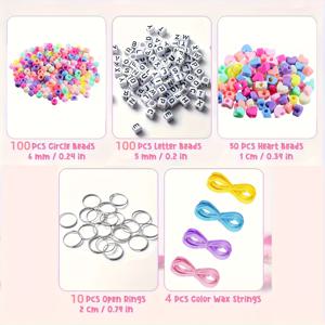 TEMU 264개 DIY 키체인 만들기 키트, 알파벳 하트 모양 투명 큰 구멍 비즈와 랜덤 레터 비즈, 키체인 재료 팩, 소형 생일 파티 선물