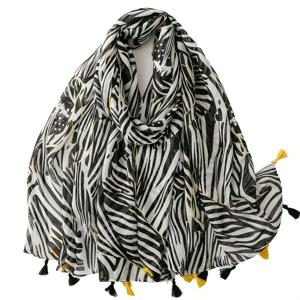 TEMU 여성용 스카프 블랙 앤 화이트 심플 모던 라인 프린트 패턴 섹시 와일드 제브라 빈티지 달콤한 쿨 여행 숄 스트리트 스타일 액세서리