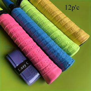 TEMU 12색 멀티컬러 펫퍼레이션 땀 흡수 그립 테이프 (라켓, 낚싯대 등용) - 내구성 좋은 합성 가죽, 배드민턴, 테니스 및 스포츠 장비, 스포츠 장비 추가 | 생생한 테이프 디자인 | 펫퍼레이션 텍스처
