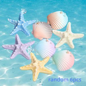 TEMU 6개 해양 테마 레진 장식 비즈, 및 조개 모형, 주얼리 제작 펜던트 수족관, 해안가 홈 데코 및 휴일 장식, 밝은 톤, 해양 테마 장식 | 레진 | 플라스틱 조개