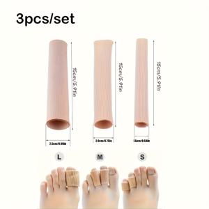 TEMU 손가락 및 발가락용 실리콘 보호기 3개 세트 - 베이지색, 맞춤형 디자인 (3가지 사이즈), 작업, 필기 및 걸음마를 위한 내구성 있는 보호, 편안하고 휴대 가능, 발 보호대 | 다기능 보호 | 실리콘 슬리브
