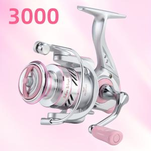 TEMU HAUT TON 1개 핑크 1500-7000 스피닝 낚시 릴, 14KG/30.86LB 최대 드래그, 5.2:1 기어비, 메탈 폴딩 스크류인 로커 암, 롱 캐스트 격차 없는 낚시 릴, 담수 및 바닷물 낚시에 적합