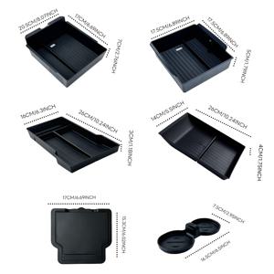 TEMU 센터 콘솔 팔걸이 상자 수납함 세트, 테슬라 NEW Model Y LAUNCH JUNIPER 2025 모델용, 6개 세트: 앞좌석 수납함 1개, 뒷좌석 수납함 1개, 앞좌석 하단 수납함 1개, 뒷좌석 하단 수납함 1개, 숨겨진 팔걸이 수납함 1개, 컵홀더 코스터 1개 포함