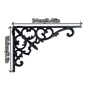 TEMU 1개 유럽 스타일 플로럴 디자인 주철 직각 브래킷 (블랙), 벽걸이 브래킷 (9.45In*6.1In/24Cm*15.5Cm), 플로팅 선반 지지대, 튼튼한 선반 솔루션, 홈 데코 벽 장식