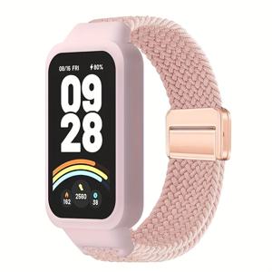 TEMU 케이스 + 샤오미 미밴드 9 액티브/레드미 워치 3 밴드 여성/남성용 통기성 브레이디드 나일론 스트랩, 레드미 워치 3/미밴드 9 액티브 스마트워치 액세서리용 탄성 마그네틱 패브릭 나일론 팔찌 손목밴드