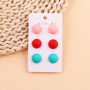 TEMU 3쌍 캔디 컬러 원형 콩 모양 아크릴 귀걸이, 간편하고 패셔너블한 원형 귀걸이, 여성용 귀걸이 추가