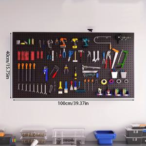 TEMU 40 X 100Cm 페그보드 (후크 20개 포함), 공구 벽 페그보드 범용 걸이 보드 수납 랙, 하드웨어 도서 장난감 전자 제품 등 범용 수납 랙, 다용도 선반