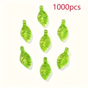 TEMU 1000개 투명 녹색 아크릴 잎사귀 펜던트 - 팔찌, 키체인, 귀걸이 제작용 펫핑 주얼리 제작 용품, 정교한 혈관 디자인의 수제 공예 추가품, 공예 용품 | 우아한 추가품 | 생생한 공예 조각