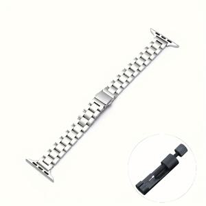 TEMU 클래식 3중 메탈 스테인리스 스틸 시계 스트랩, Apple Watch 스트랩 40mm, 38mm, 41mm, 42mm, 44mm, 45mm 및 49mm에 적합, 스마트 워치 추가, Apple Watch 10 6 5 4 3 2 1 Se Uitra 시리즈와 호환