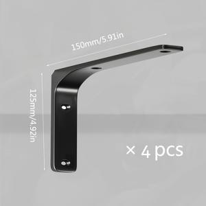 TEMU 튼튼한 철제 삼각 브래킷 4개 세트 - 간편한 설치를 위한 사전 드릴 구멍이 있는 다용도 직각 선반 지지대, 가정 또는 사무실에 적합한 선반 및 가구를 위한 견고한 브래킷