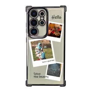 TEMU 폰 케이스: 3장 사진 업로드-맞춤 사진 케이스-블랙 & 실버리 4코너 강화 전기도금 소프트 쉘 | 갤럭시 S25/24/23/22/21/20/M53/33/23/A73/55/53/52/51/42/35/34/33/32/25/24/23/22/15/14/13/12/06/05/04/03/02/56/36/26 호환 충격 방지 유연 디자인