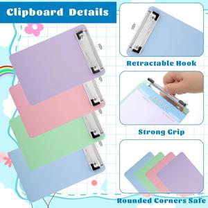 TEMU [4개입] 플라스틱 컬러 미니 클립보드, 저소재 클립 쓰기 보드 18.5X12Cm A6 클립보드 (사무실, 학교, 가정 또는 교실 야외 사용)