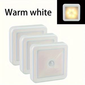 TEMU 3개/6개 세트 모션 센서 LED 무드등 - 욕실, 침대 옆, 복도, 계단, 화장실, 캐비닛용 스마트 조명, PIR 감지식, 간편 설치