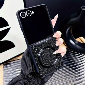 TEMU 휴대폰 케이스 - 삼성 갤럭시 Z 플립7용 글리터 스파클 마그네틱 케이스