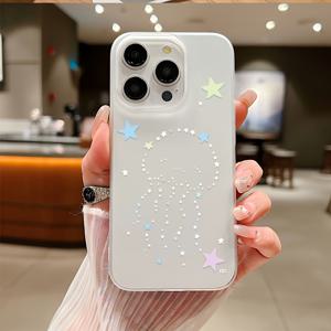 TEMU 휴대폰 케이스 - 사랑스러운 해파리 한국 휴대폰 케이스, 아이폰 16 15 14 13 12 11 Pro Max Mini XR XS X 7 8 Plus 호환, 부드러운 TPU 무광택 후면 커버