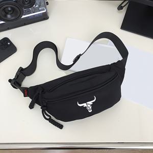 TEMU 티카 베어 남성용 크로스바디백 - 탈부착형 허리끈, 고강도 나일론 지퍼, Gold-Tone 하드웨어 & Chain-Link Connector, 블랙/화이트 스타일의 벨트백 (데일리 커뮤트·여행·캐주얼&포멀 사용)