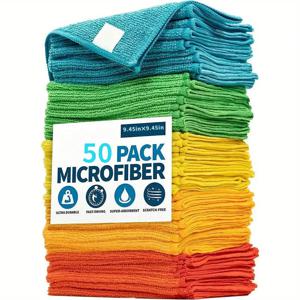 TEMU 50개 세트 다목적 흡수성 청소 천 | 재사용 가능한 홈, 주방, 거실, 침실, 욕실, 가구 얼룩 제거용 청소 타월 | 내구성 강화 및 세척 용이 | 다양한 장소에서 사용 가능한 청소 키트 | 보풀 없이 효율적인 먼지 제거 | 경제적이고 실용적인 대용량 팩